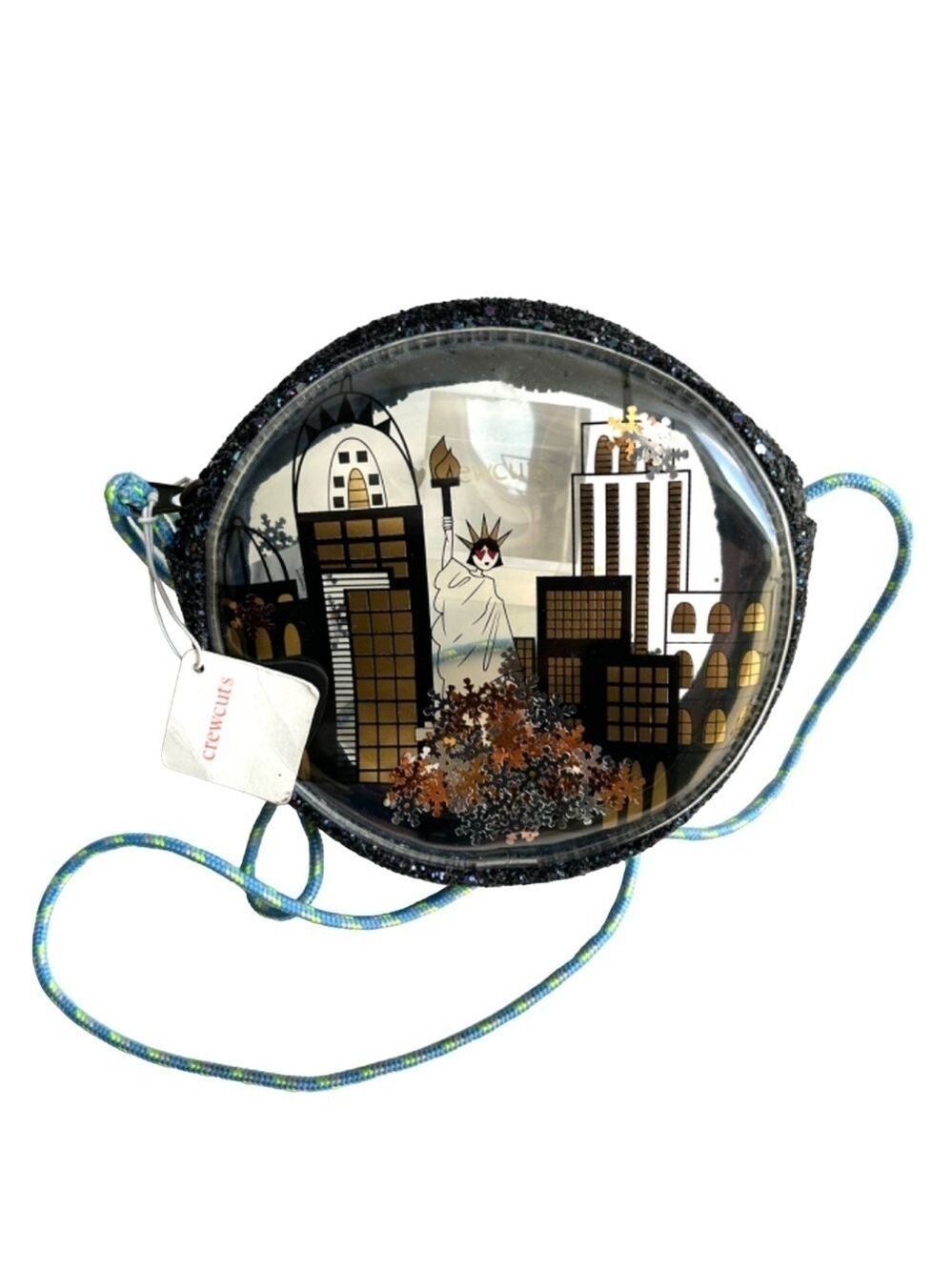 NWT Crewcuts J. Crew New York Statue of Liberty Confetti Sparkle Crossbody Bag